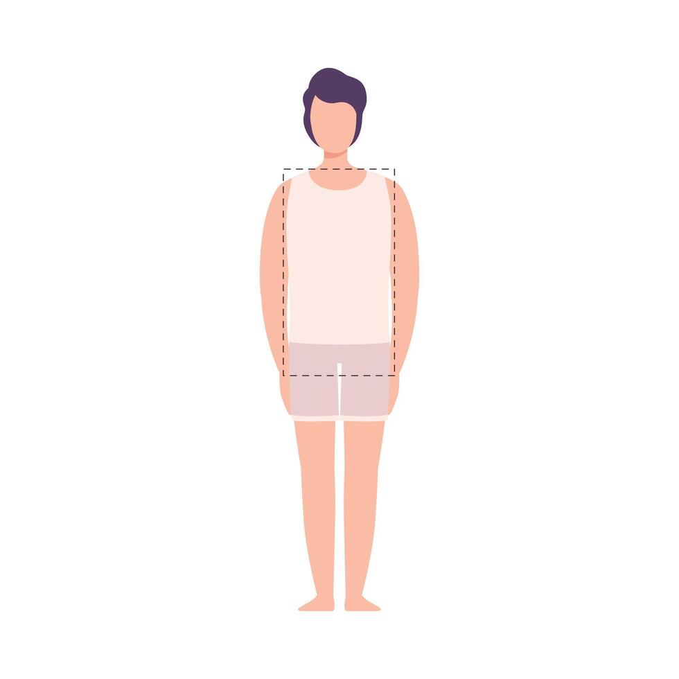 Faceless Man in White Tank Top and Underpants, Male Body Rectangle Shape Flat Style Illustration vector