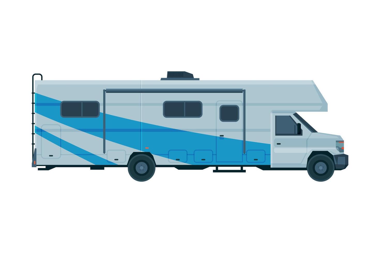 Camper Van, Mobile Home for Summer Trip, Family Tourism and Vacation Flat Illustration vector