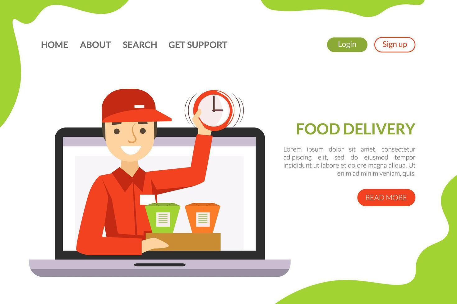 Sushi Delivery Landing Page Template, Traditional Asian Food Express Delivery, Online Ordering and Catering Service, Mobile App, Homepage Illustration vector