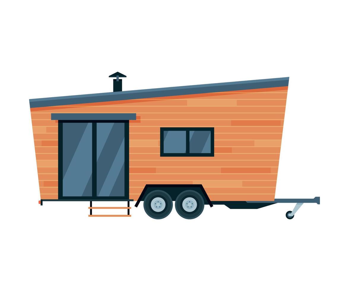 Modern Mobile Home for Summer Trip, Family Tourism and Vacation Flat Illustration vector