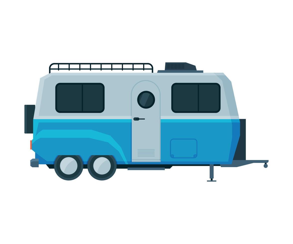 Retro Travel Trailer, Mobile Home for Summer Family Travel and Adventures Flat Illustration vector