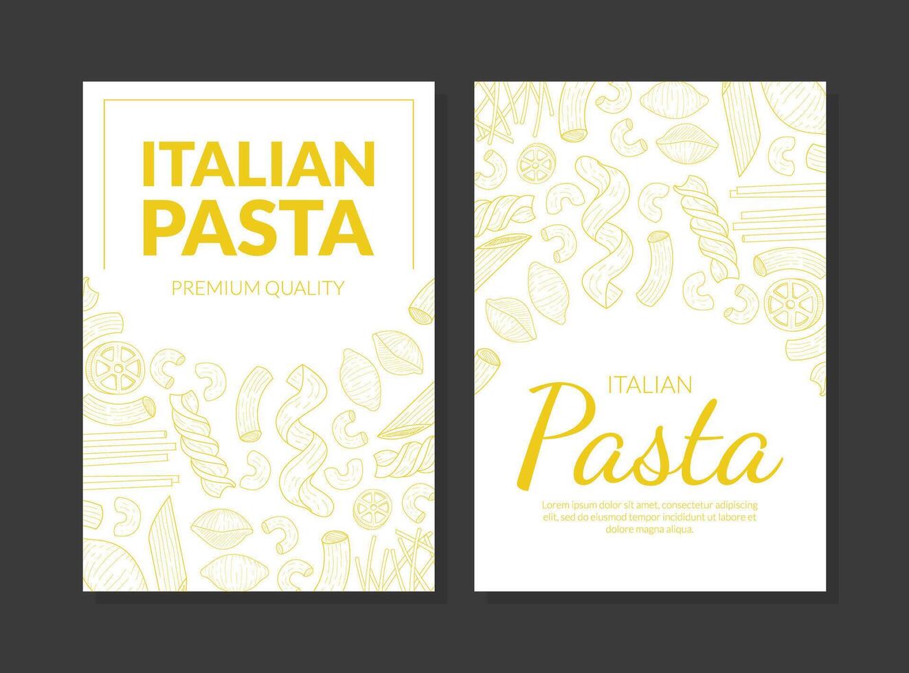 Italian Pasta Premium Quality Card Template, Traditional Cuisine Products, Food Menu, Restaurant, Cafe Design Element, Flyer, Card, Business Promote Hand Drawn Illustration vector