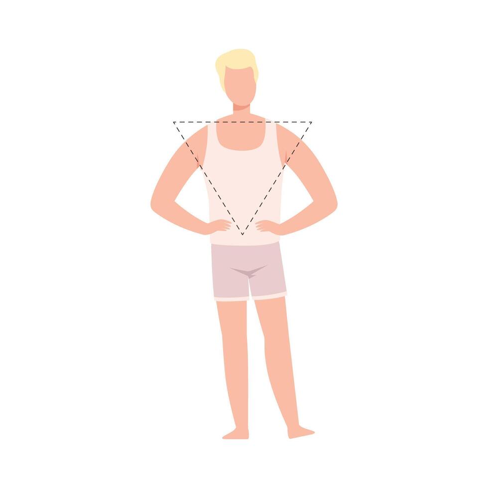 Faceless Man in White Tank Top and Underpants, Male Body Inverted Triangle Shape Flat Style Illustration vector