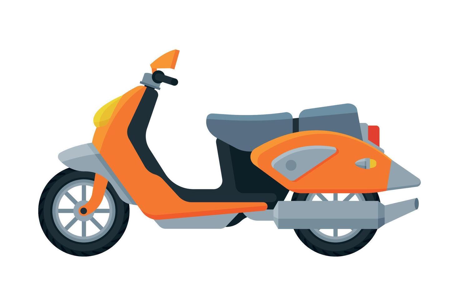 Orange Scooter, Motor Vehicle Transport, Side View Flat Illustration vector