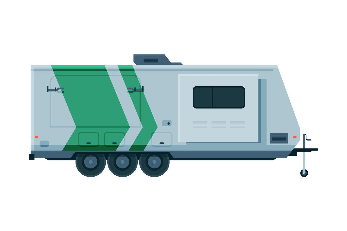 Travel Trailer, Mobile Home for Summer Trip, Family Tourism and Vacation Flat Illustration vector