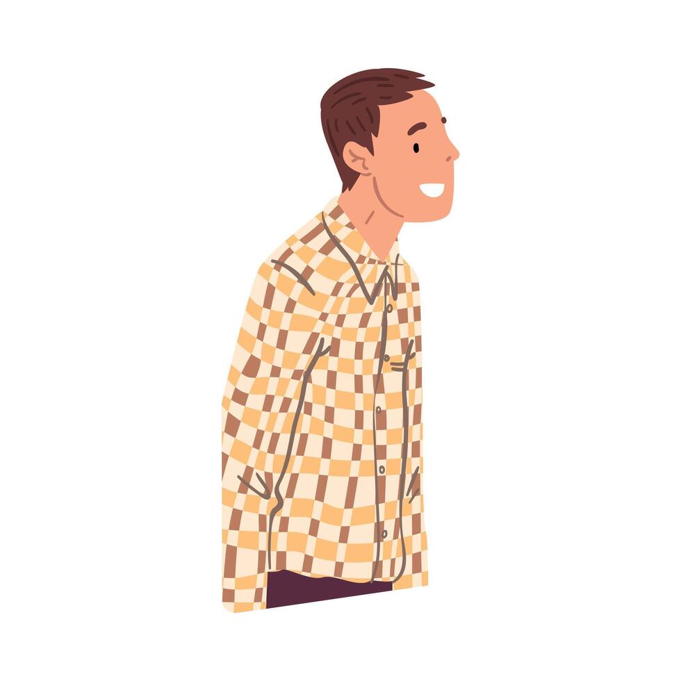Smiling Young Man Communicating Online via the Internet or Talking Face to Face Illustration vector