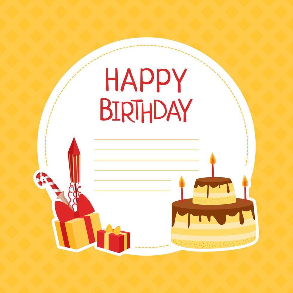 Happy Birthday Banner Template with Space for Text and Symbols of Holiday, Poster, Invitation Card Illustration vector