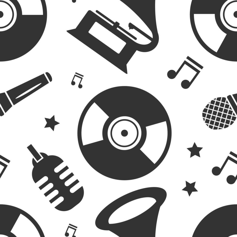 Karaoke Seamless Pattern Illustration, Retro Music Wallpaper, Packaging, Background Design Illustration vector