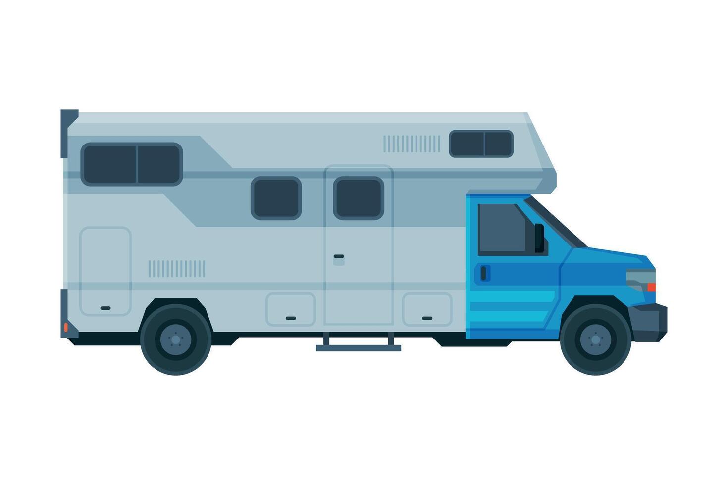 Camper Mobile Home, Mobile Home for Summer Trip, Family Tourism and Vacation Flat Illustration vector