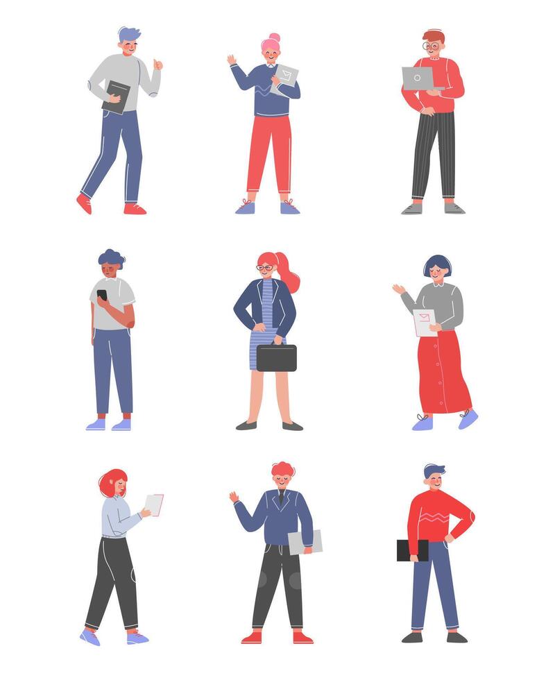 Business Character Collection, Male and Female Office Employees Illustration vector