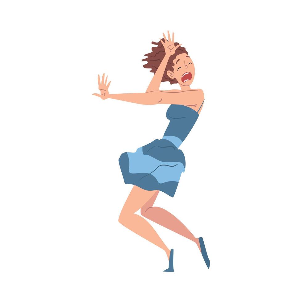 Panicked and Scared Woman, Worried, Scared, Nervous Person, Human Emotions and Feelings Illustration vector
