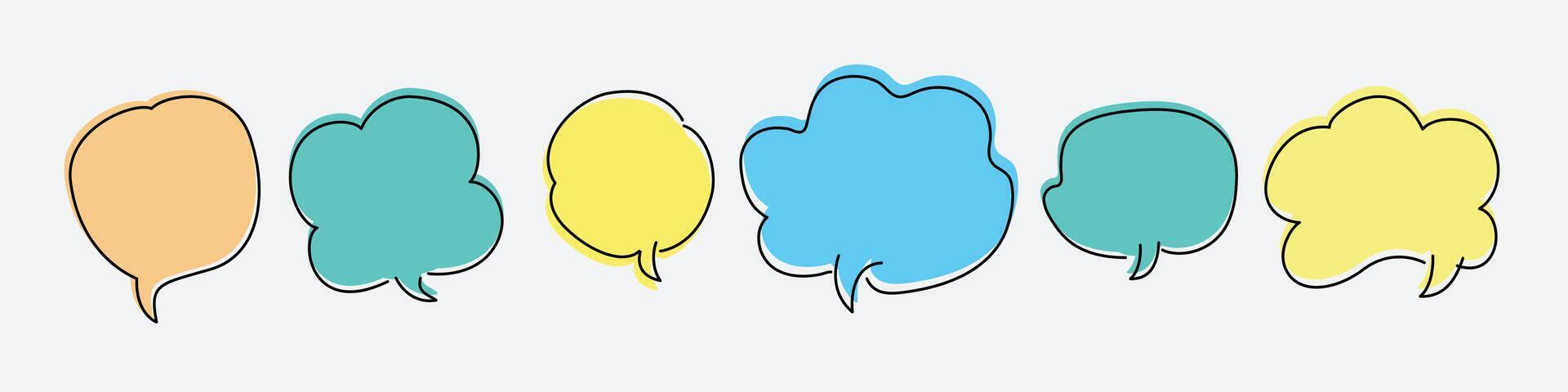 Pen handwritten speech bubble set, Speech Bubble Set with Hand-Drawn Chalk Outlines on white Background vector