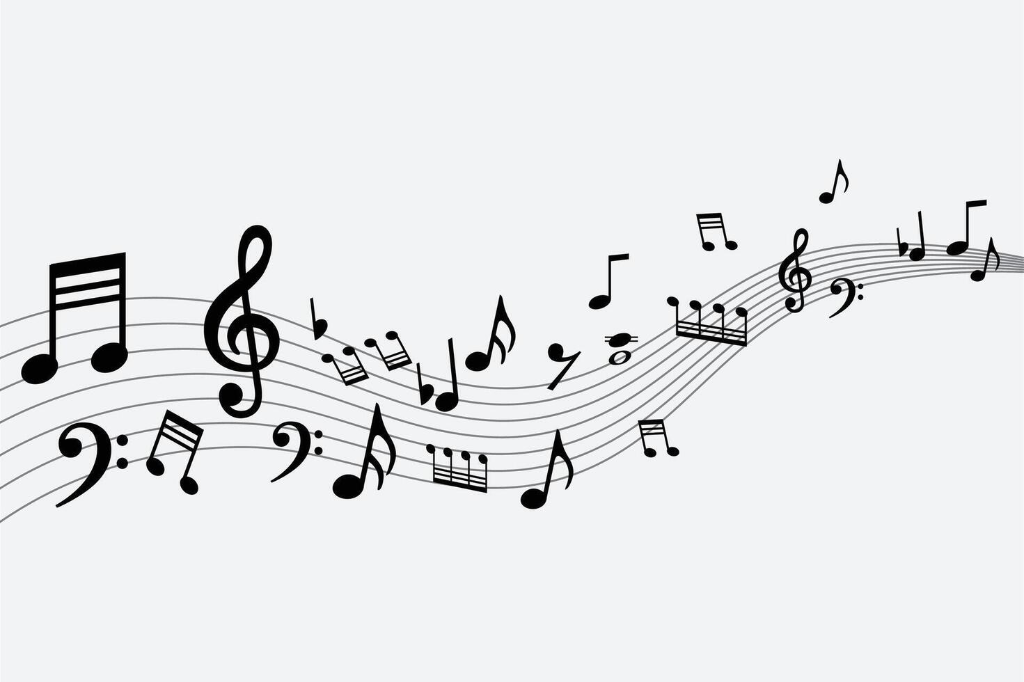 Musical notes melody simple icon set. Music notes symbo vector