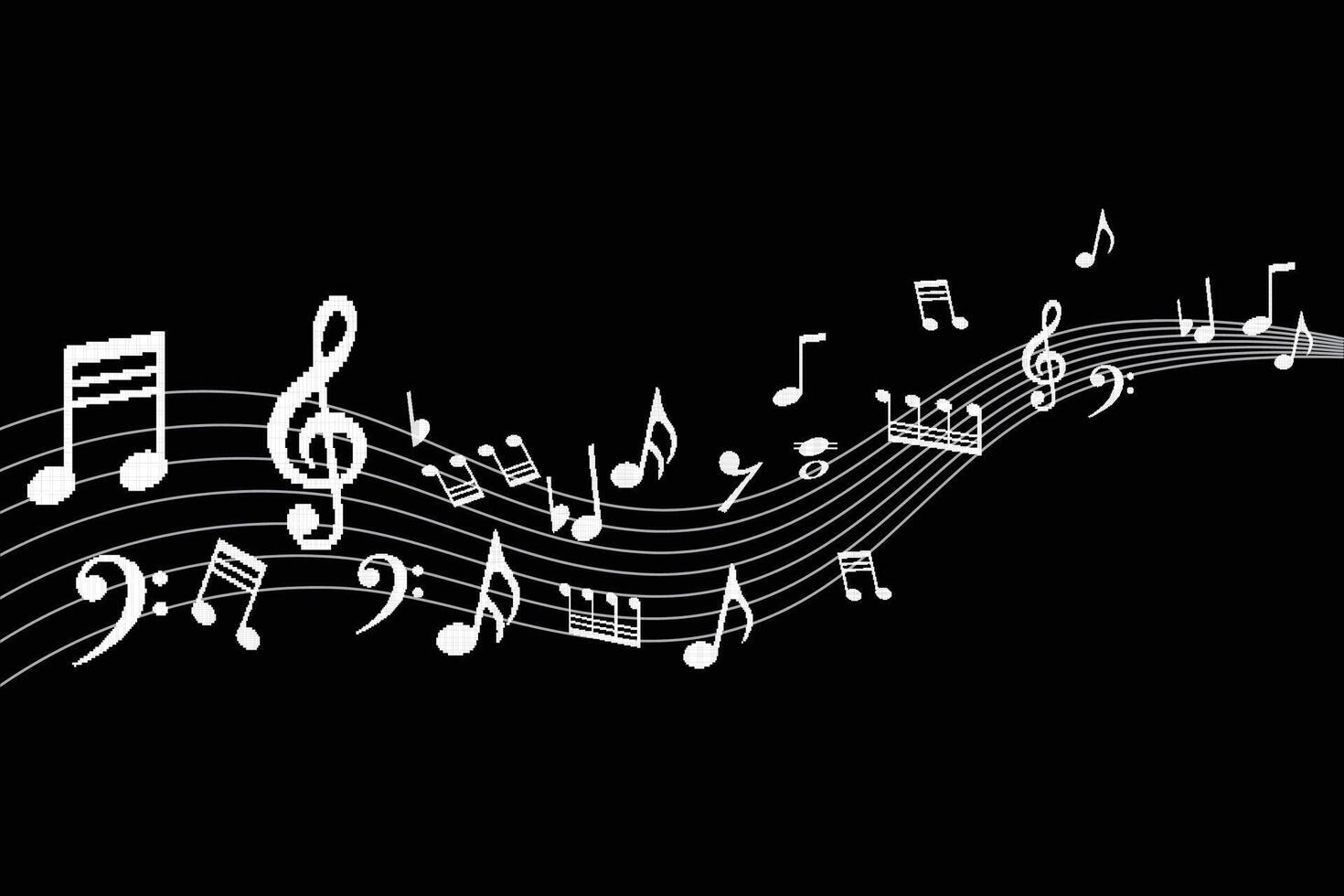 Pixel music note retro ar. Pixel audio design element separated, 8-bit sound melody symbol vector