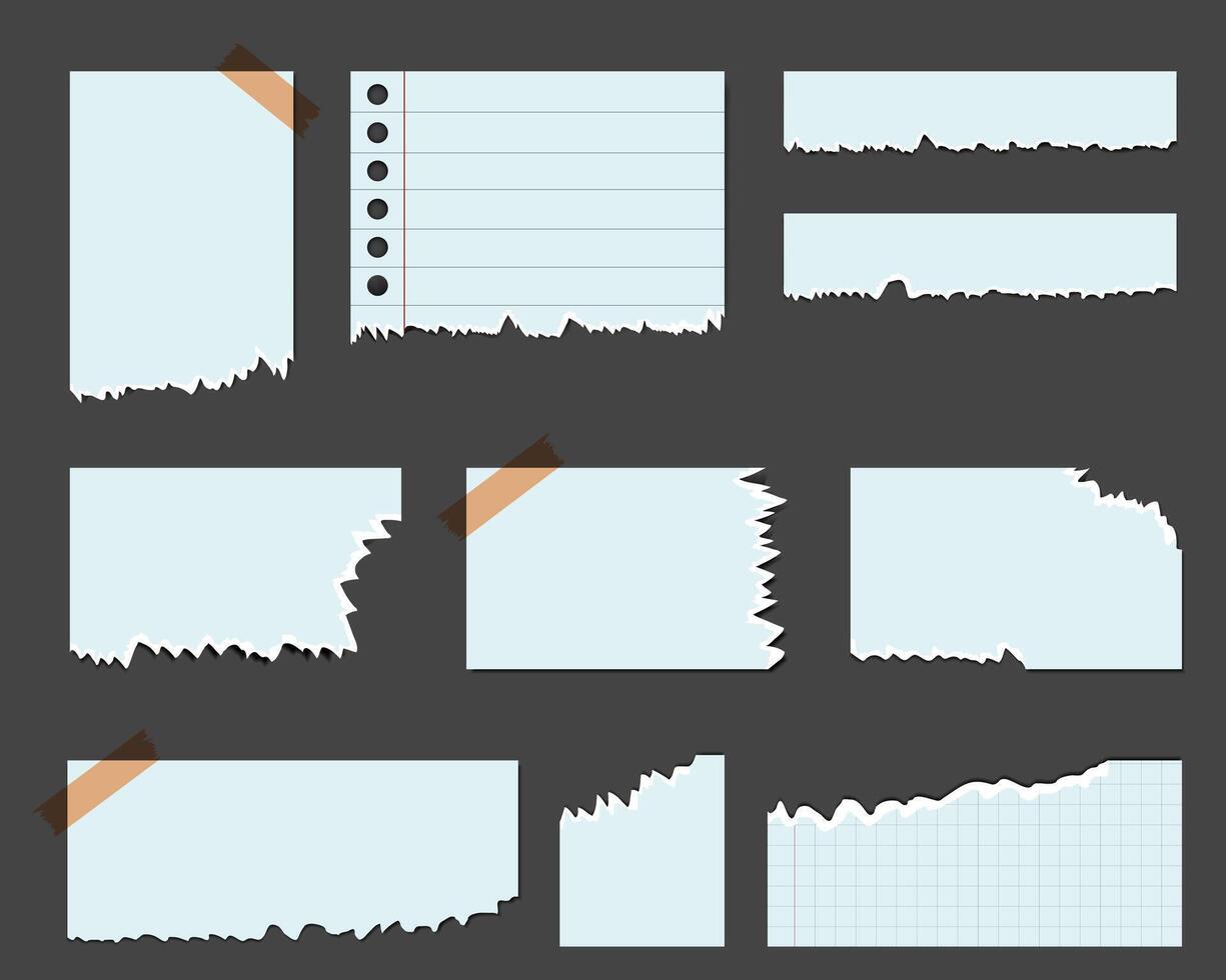 set of stickers from torn paper, carelessly torn paper vector