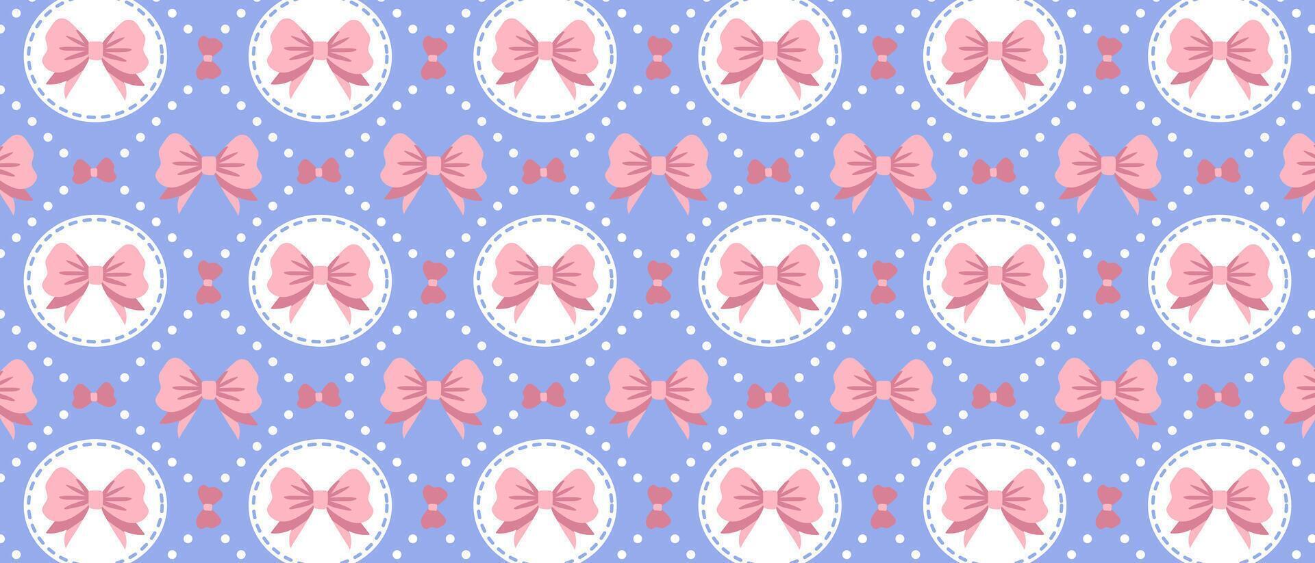 Cute seamless pattern with bows in a frame. vector
