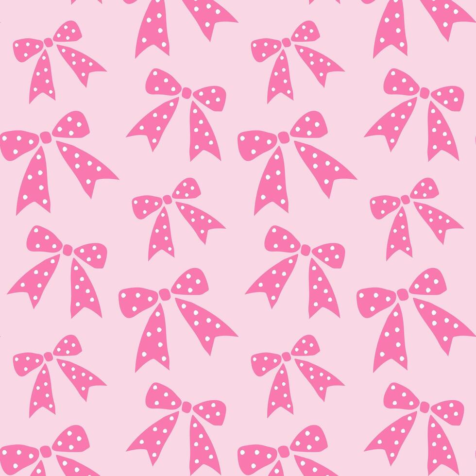 Cute vintage pattern with polka dot bows and ribbons. vector