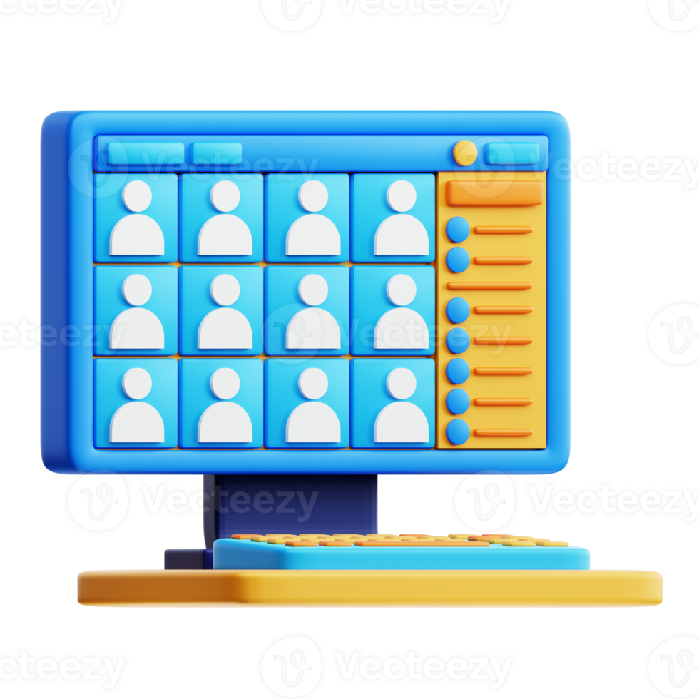 A computer screen with people on it png
