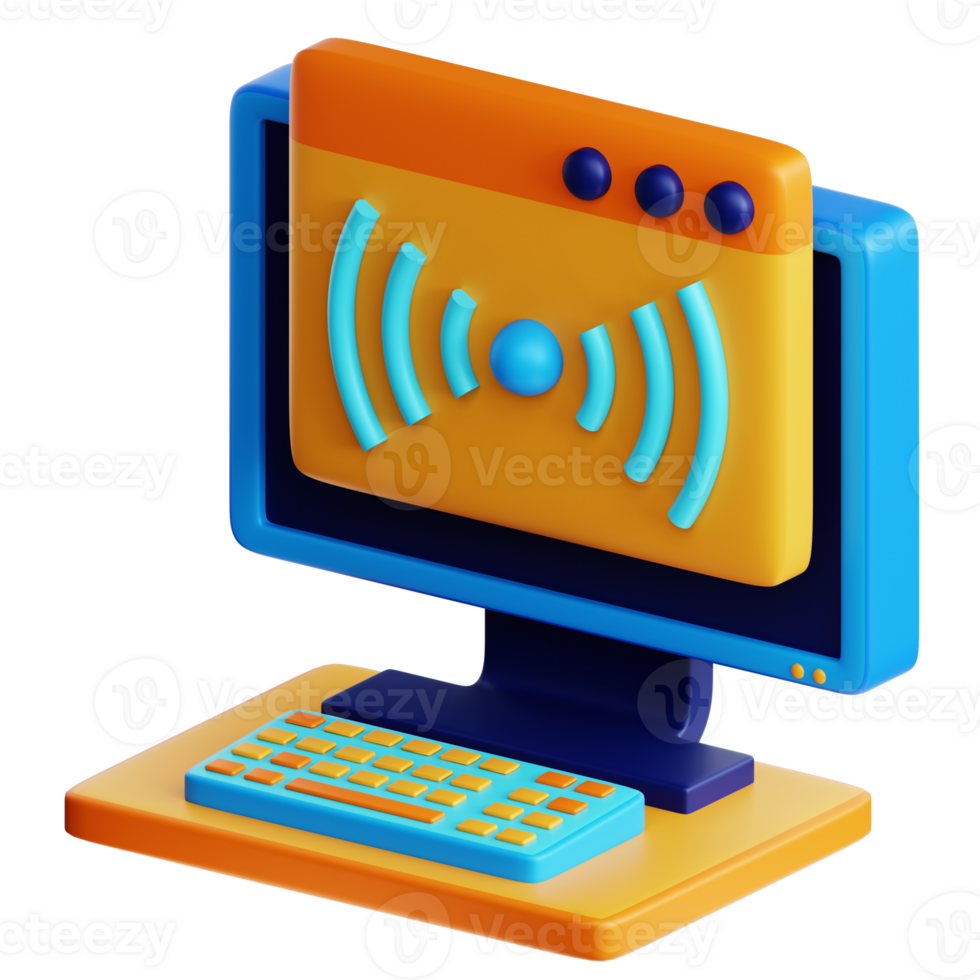 A computer monitor with a wireless signal on it png