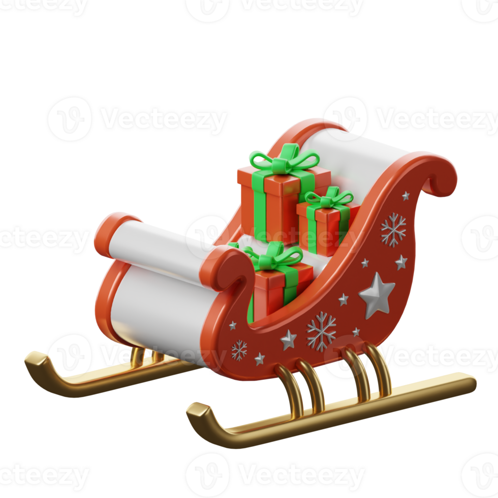Santa sleigh icon with presents on a black background png