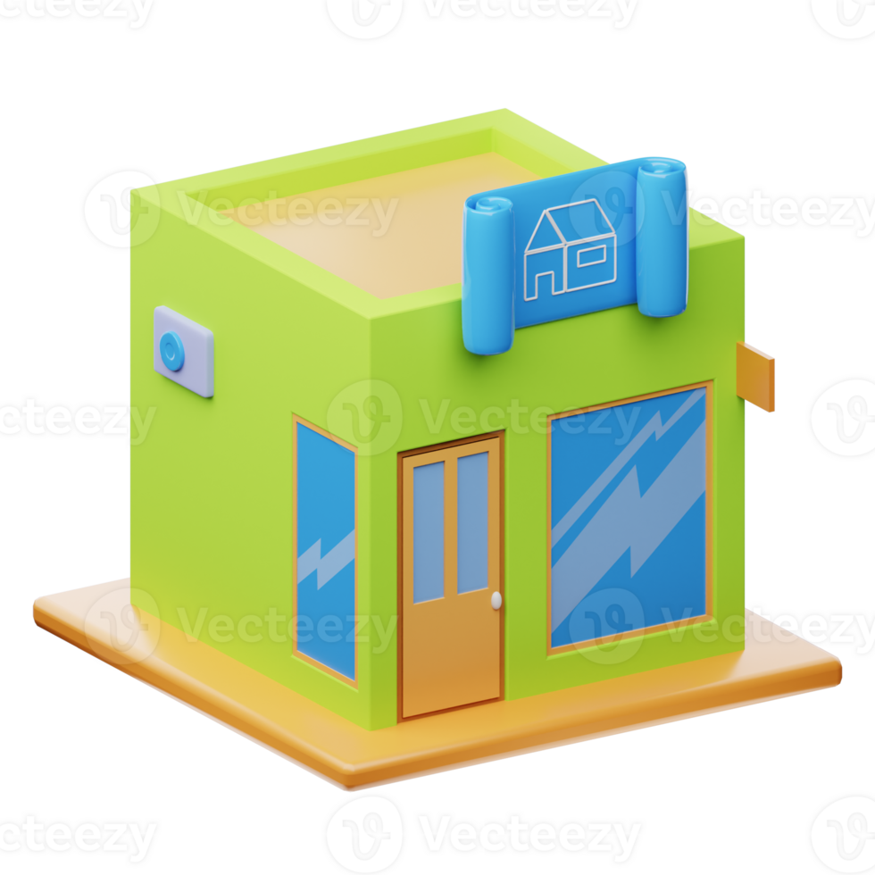 A small building with a sign on it png