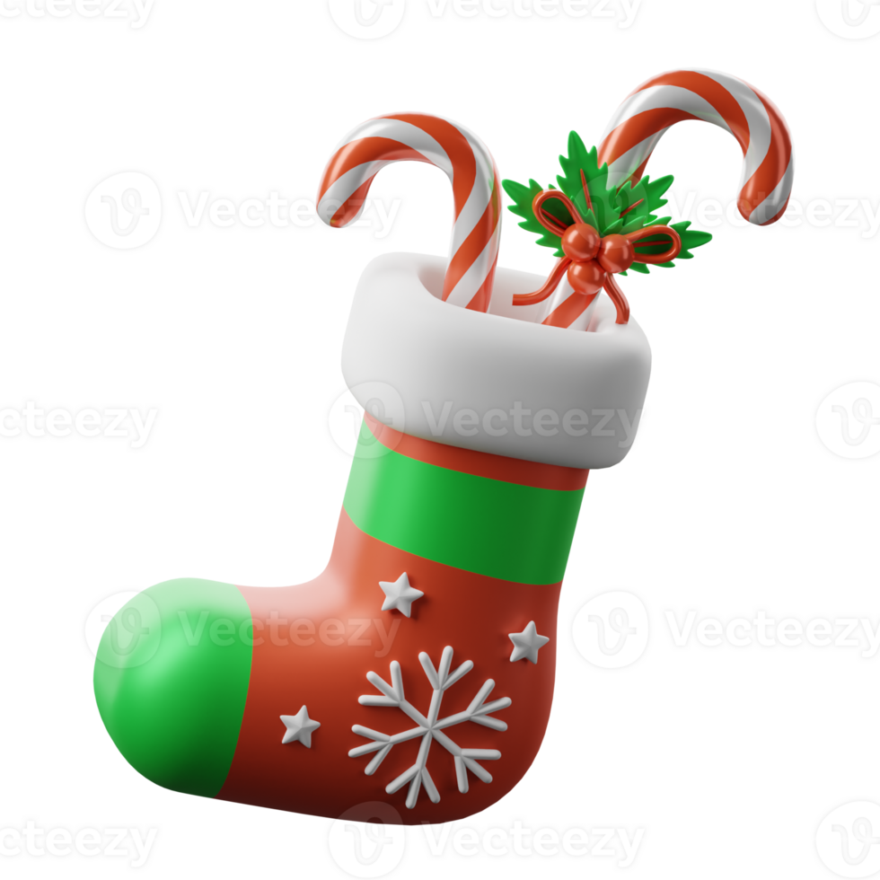 A christmas stocking with candy canes on it png