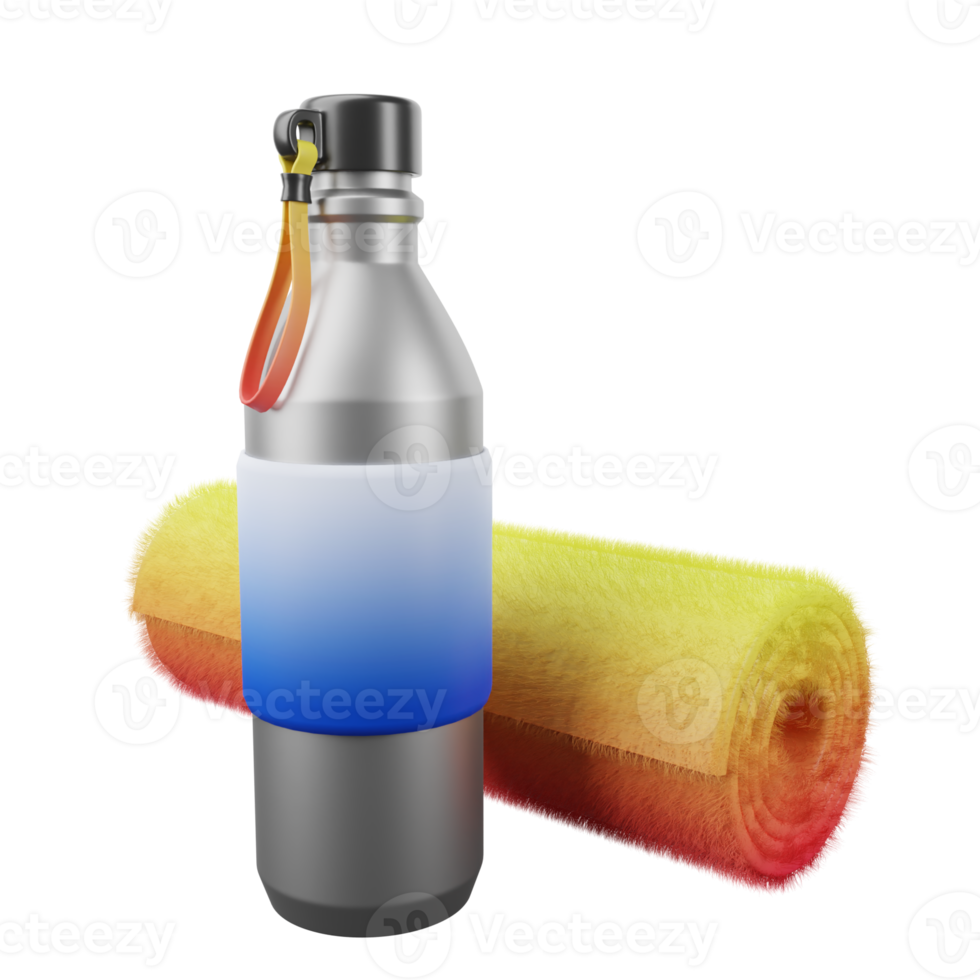 A bottle of water and a roll of toilet paper png