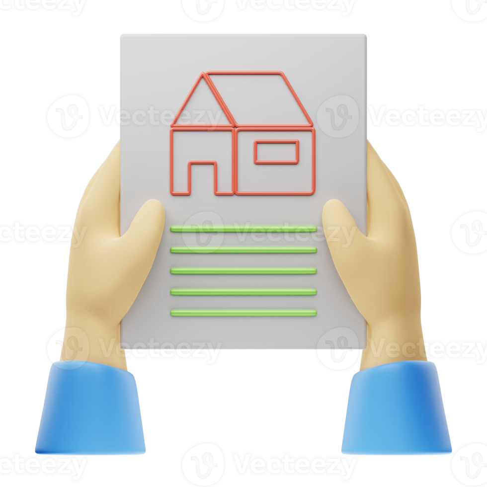 A hand holding a paper with a house on it png