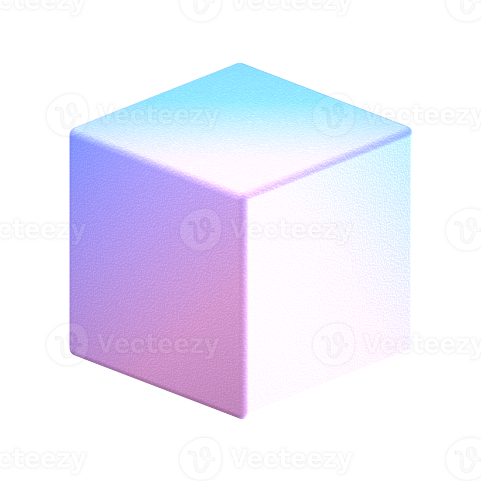 A cube with a blue and pink color png