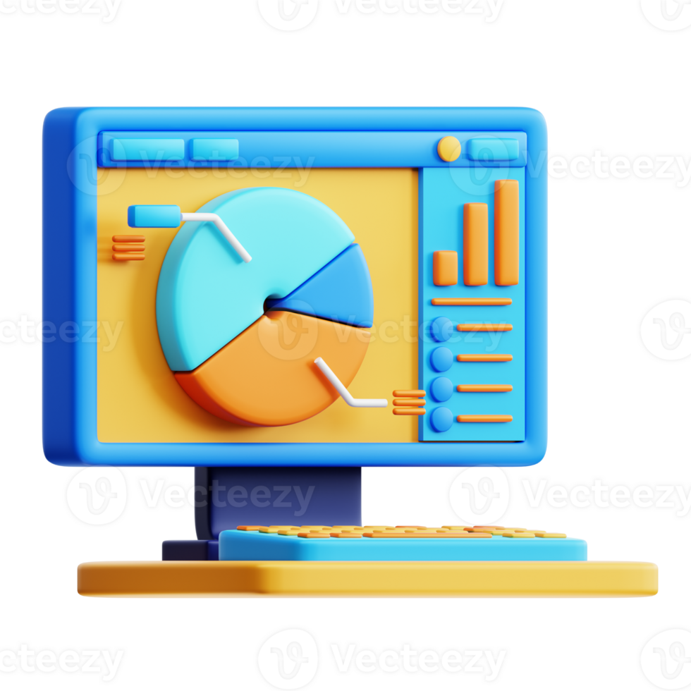 uma computador monitor com uma torta gráfico em isto png
