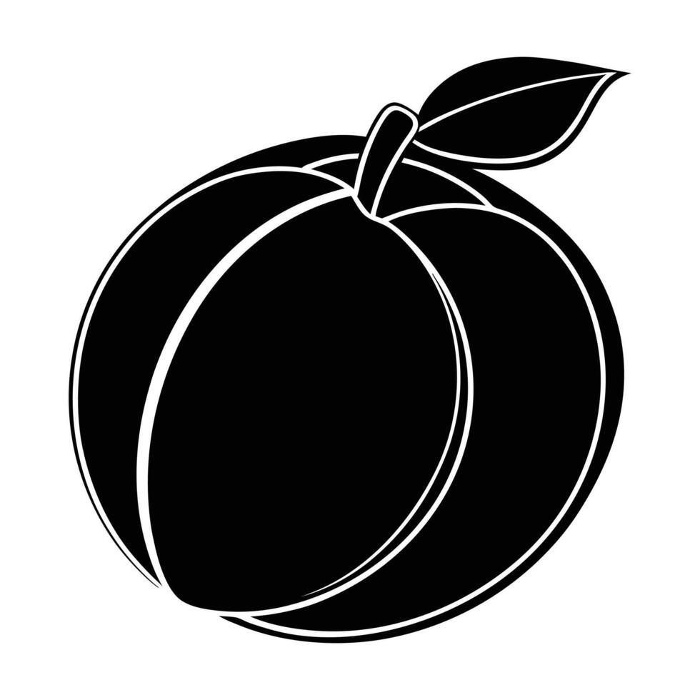 Black and White Peach Fruit Illustration vector