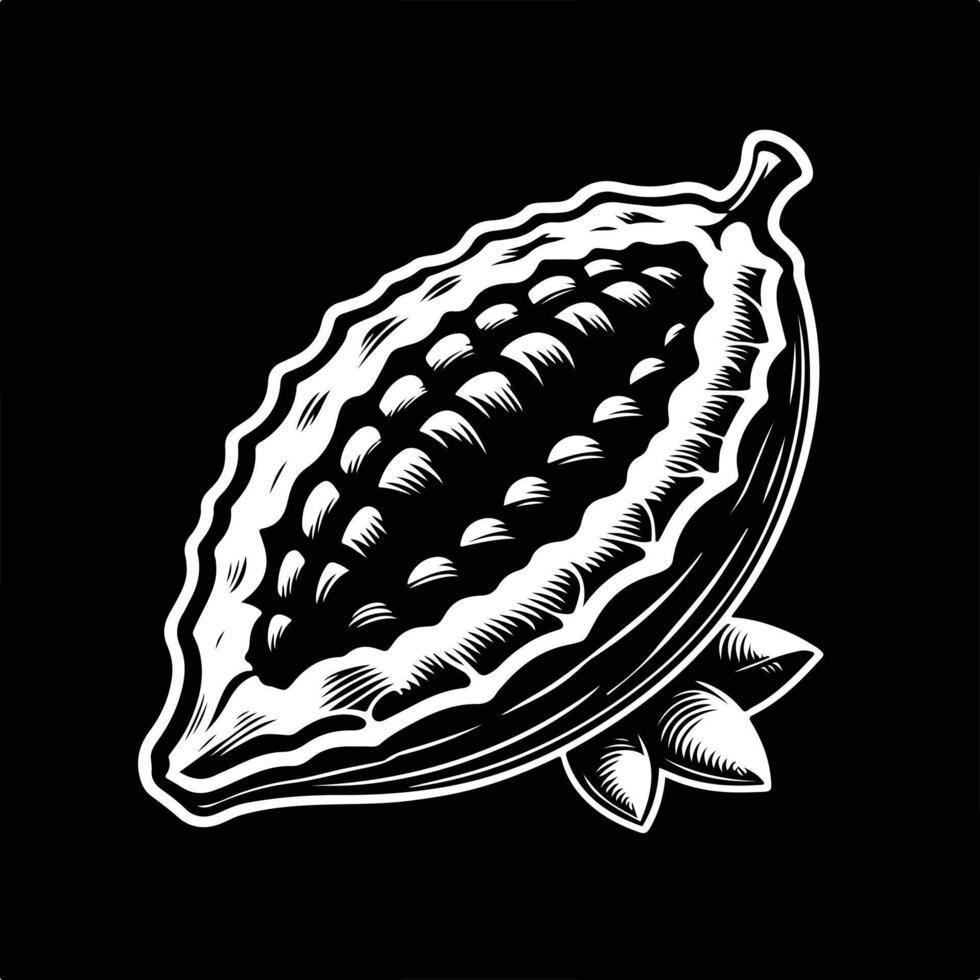 Natural cocoa fruit elements in black silhouette for culinary herbal or health related creative use vector