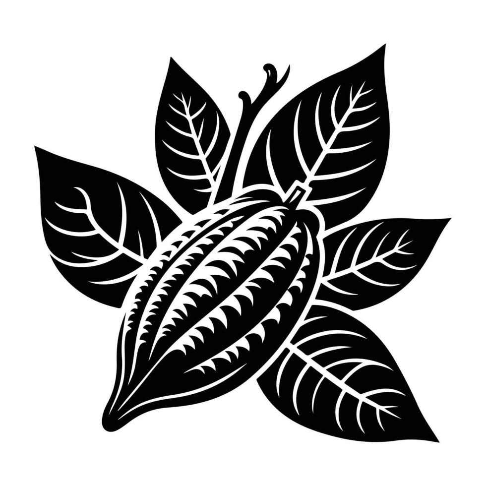 Silhouette design of cocoa beans and pods ideal for chocolate packaging or organic farm materials vector