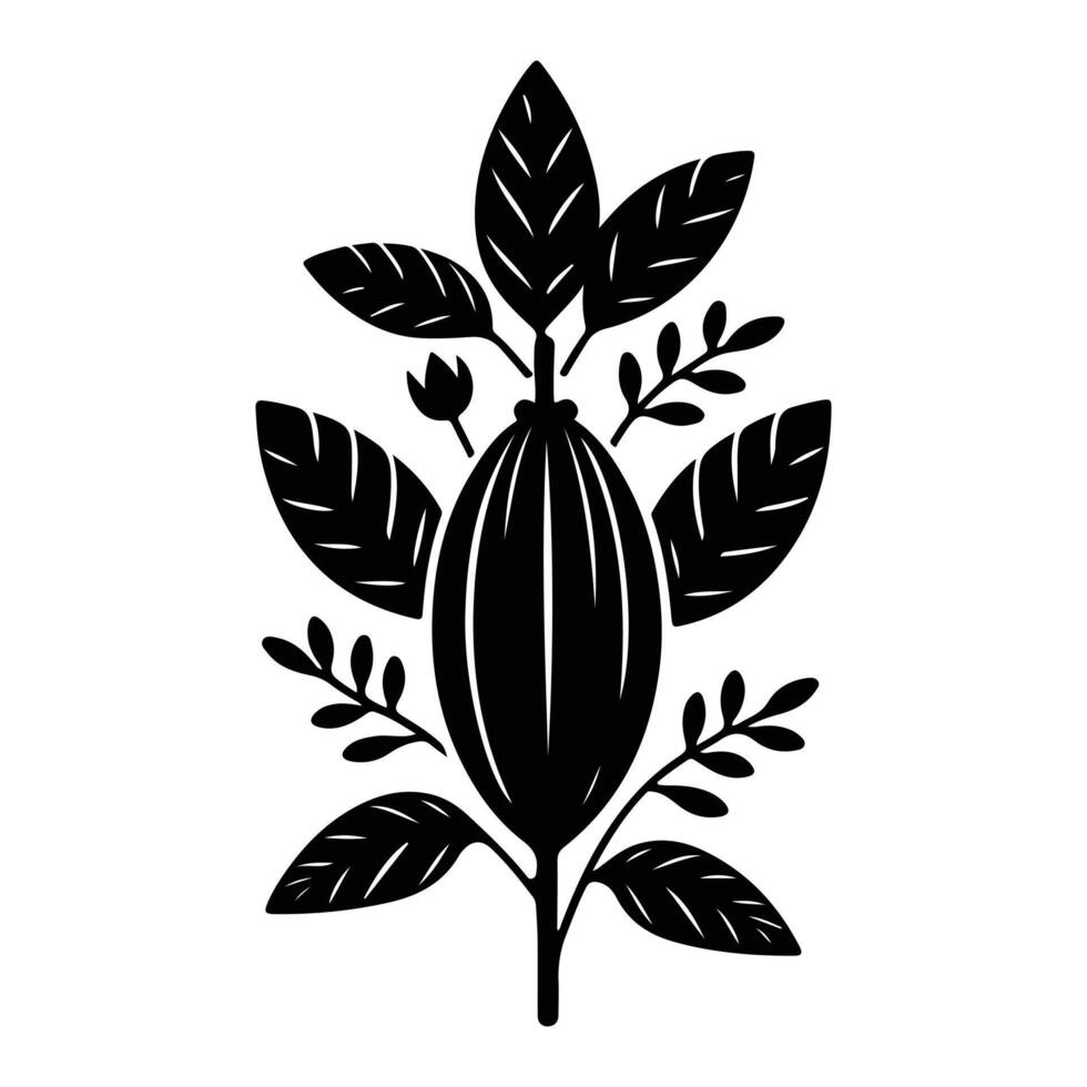 Dark cocoa fruit elements for farm based branding sweet treat packaging or gardening flyers vector