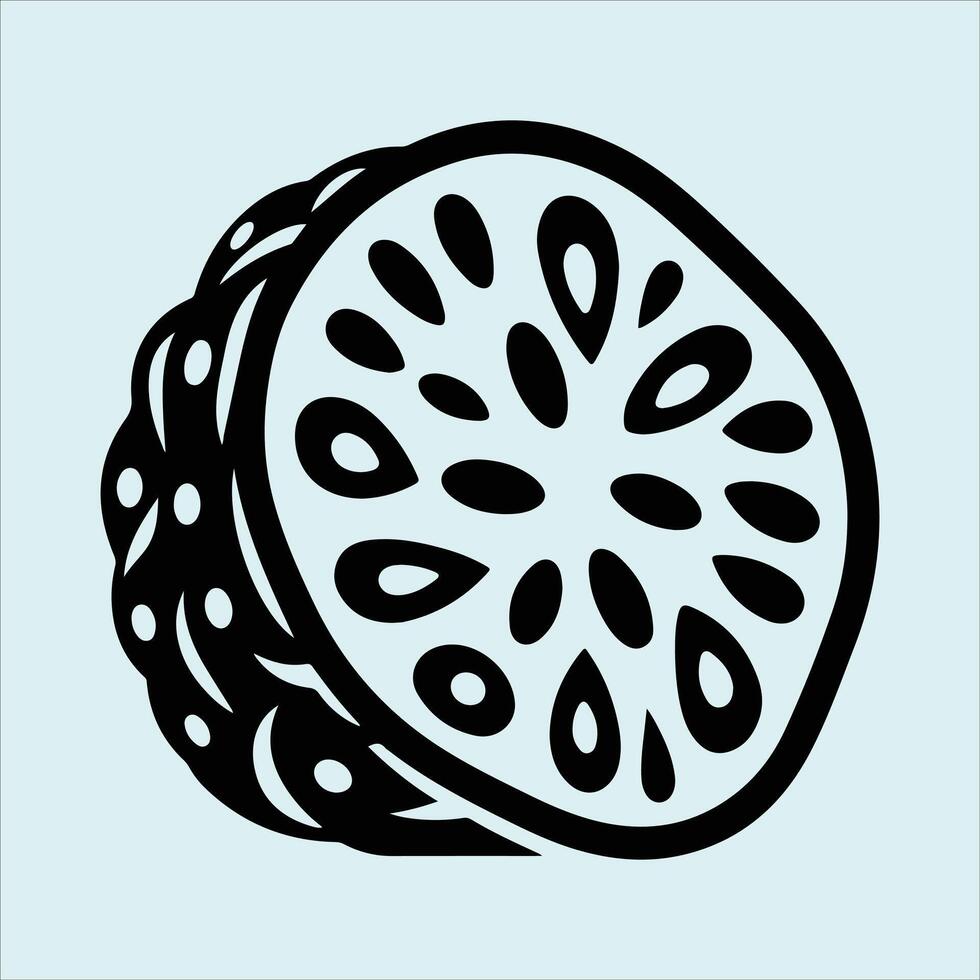 Noni Fruit Black Silhouettes Including Sliced Fruit and Leaves for Holistic Concepts vector