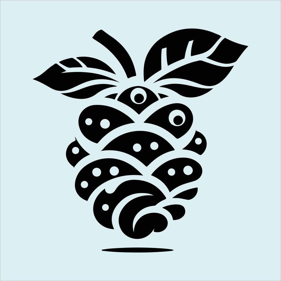 Traditional Noni Fruit Shapes in Black Silhouette for Natural and Organic Product Labels vector