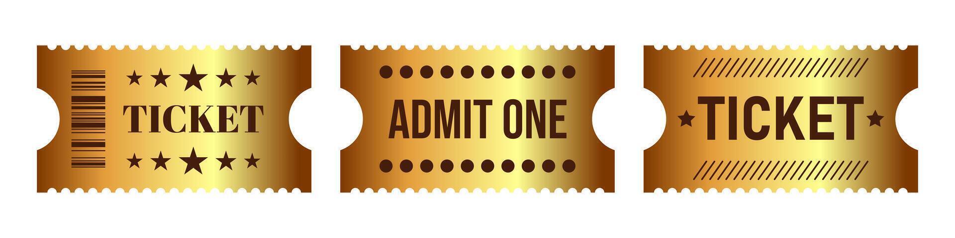 set of golden ticket template. vector