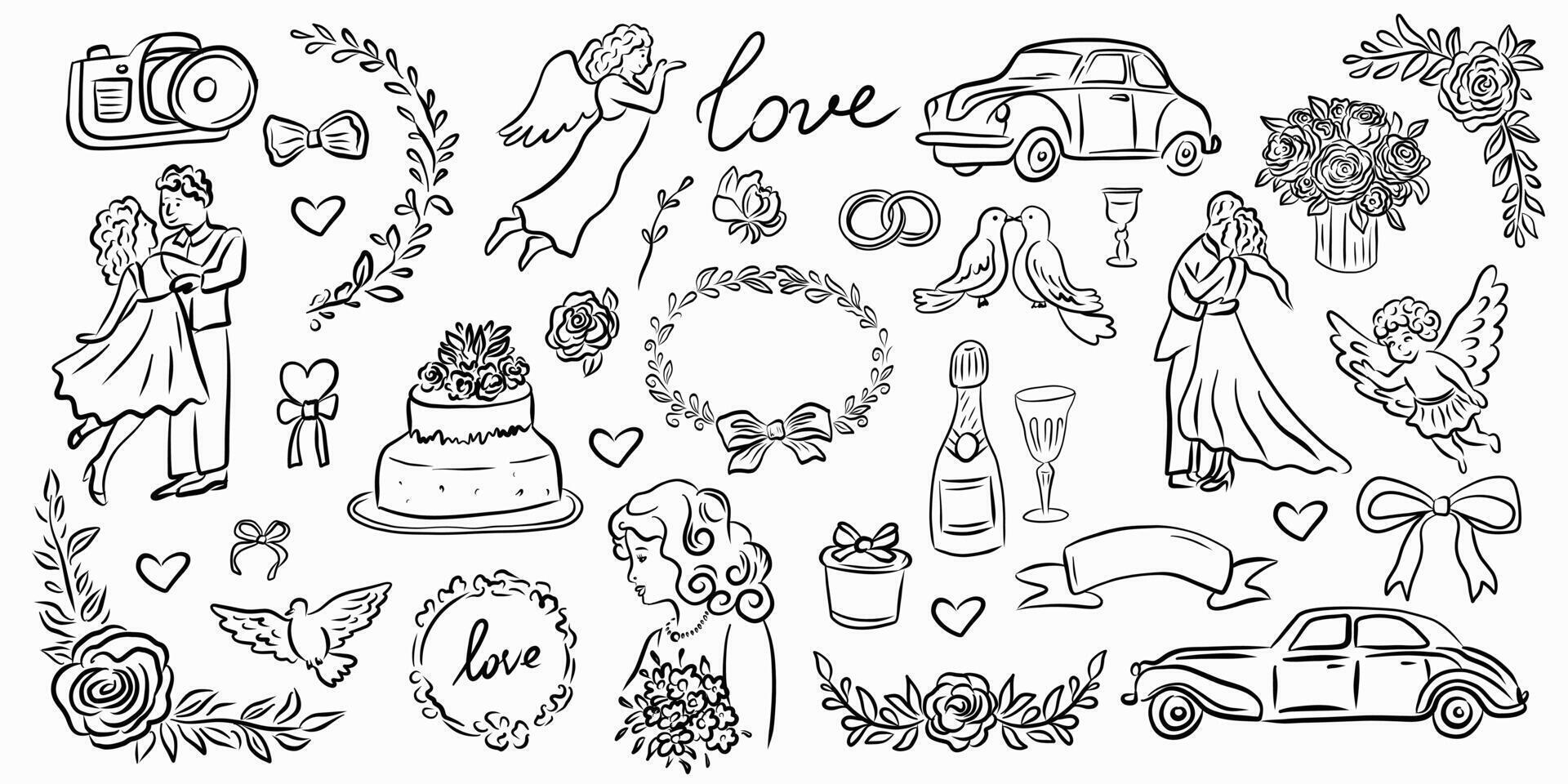 Elements That Make Up a Wedding Celebration Love, Joy Beautiful Lasting Memories vector