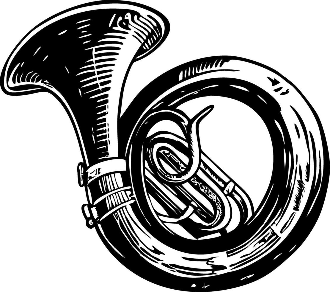 A sketchy style illustration of sousaphone in vintage style vector