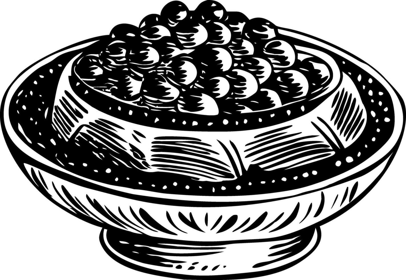 A hand drawn style illustration of caviar dish vector