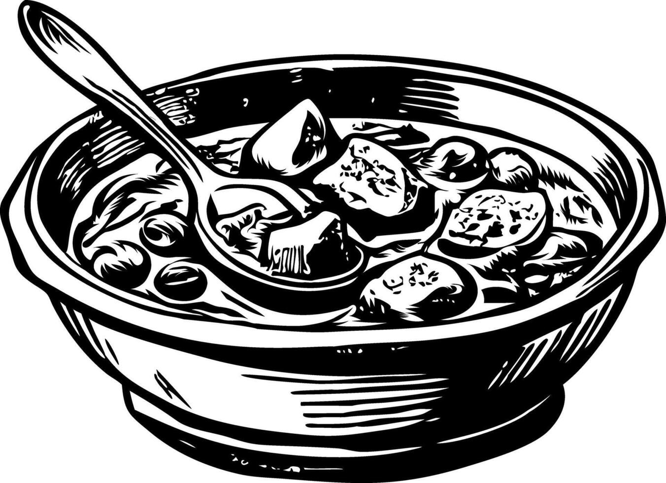 A sketchy style illustration of beef stew vector