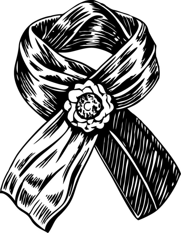 Scarf brooch illustration in vintage style vector