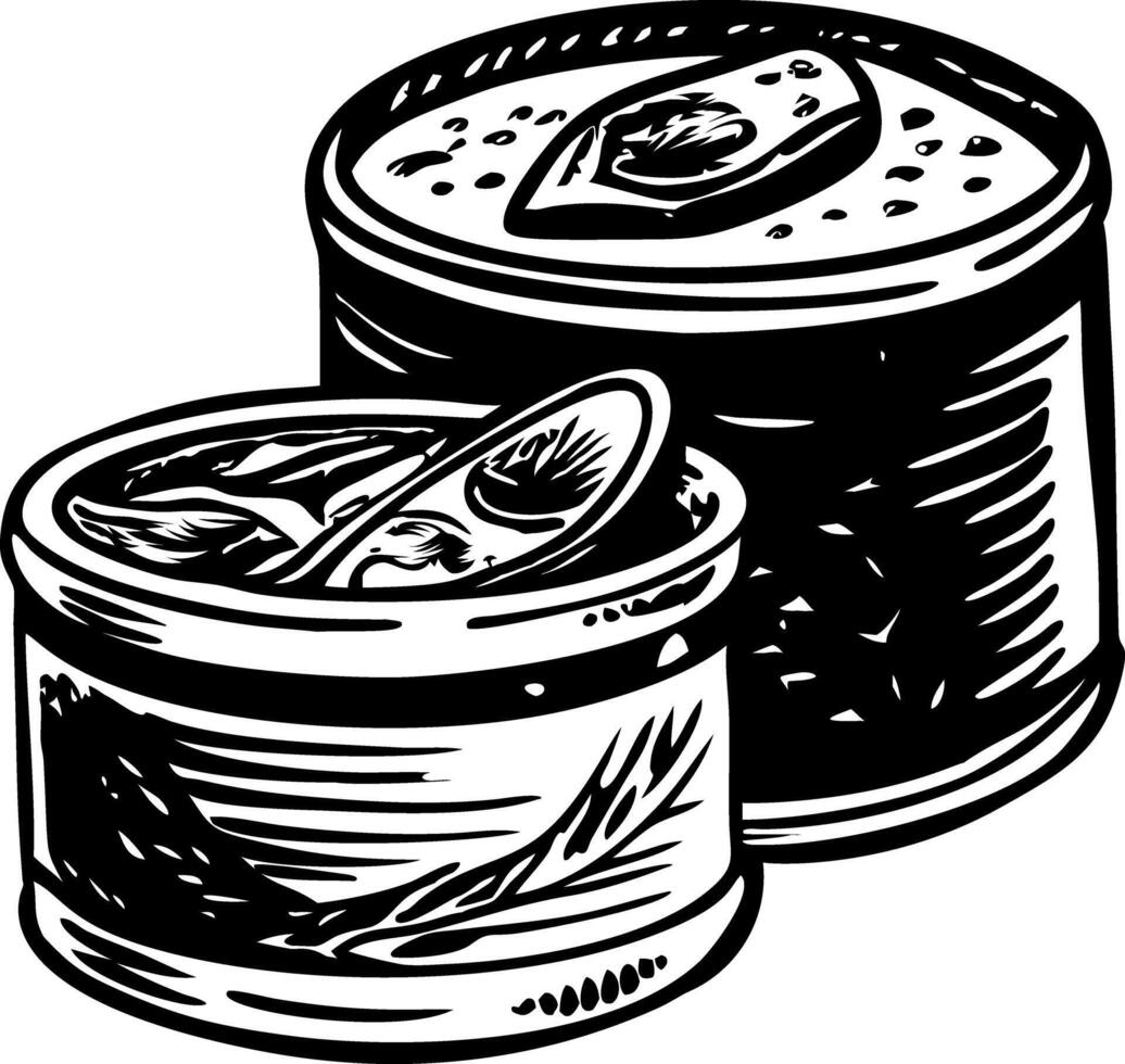 A sketchy style illustration of canned food vector