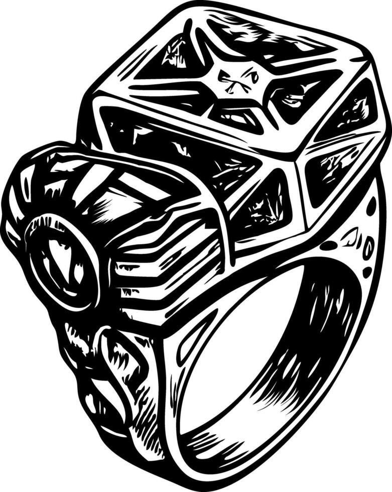 Sapphire ring illustration in vintage style vector