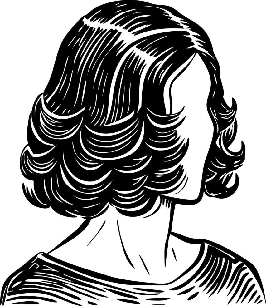 A vintage style illustration showing hairstyle vector