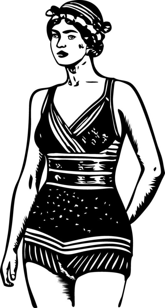 Vintage girl illustration in vintage style vector