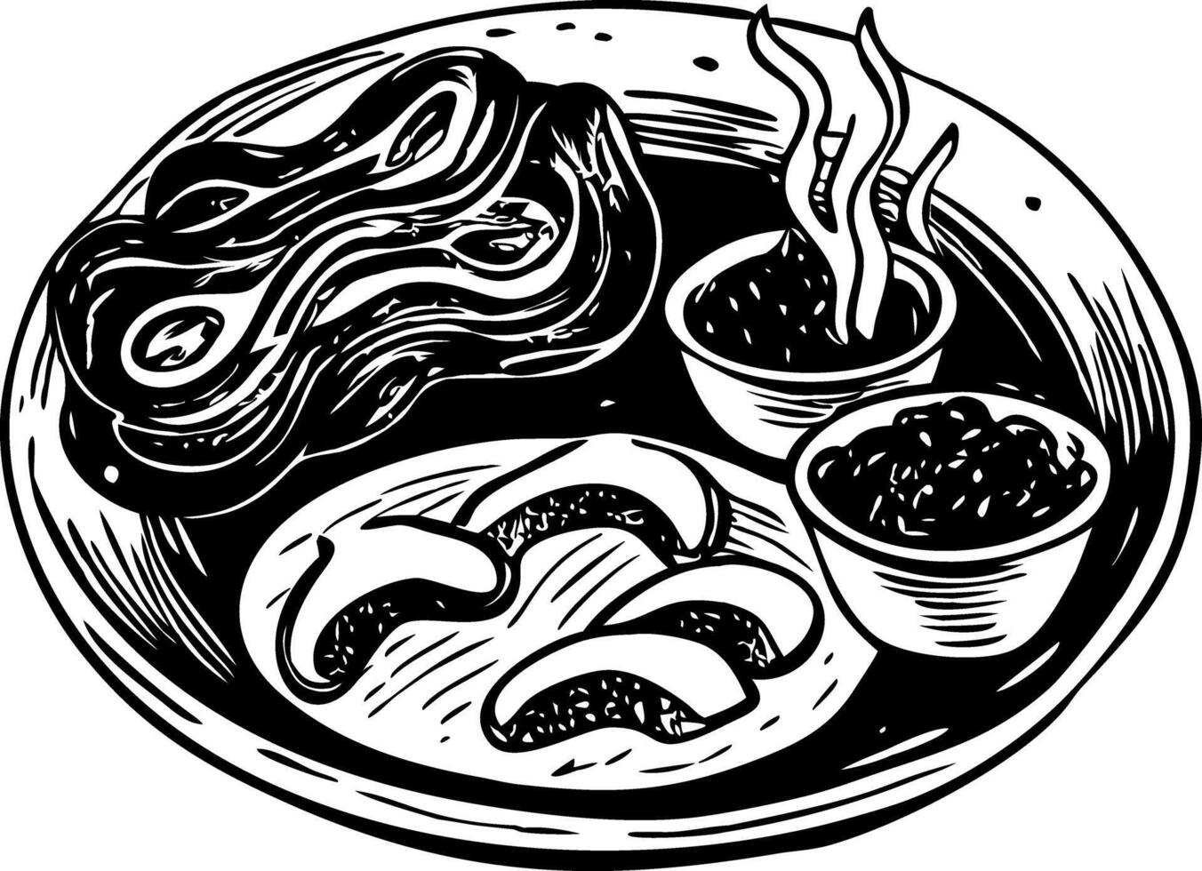 A hand drawn style illustration of breakfast vector