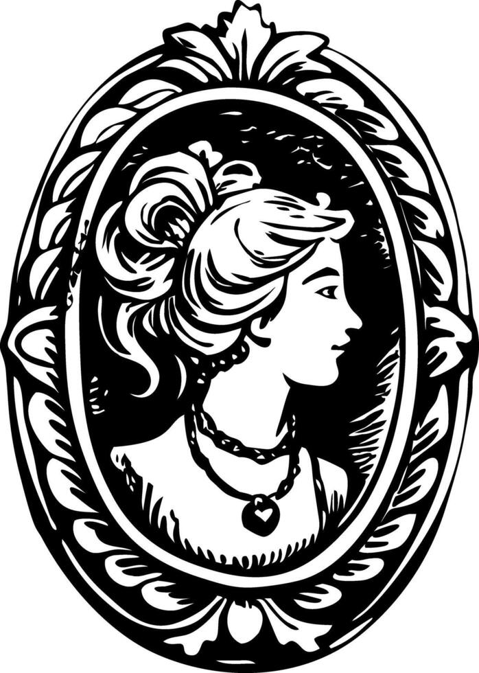 Cameo brooch illustration in vintage style vector