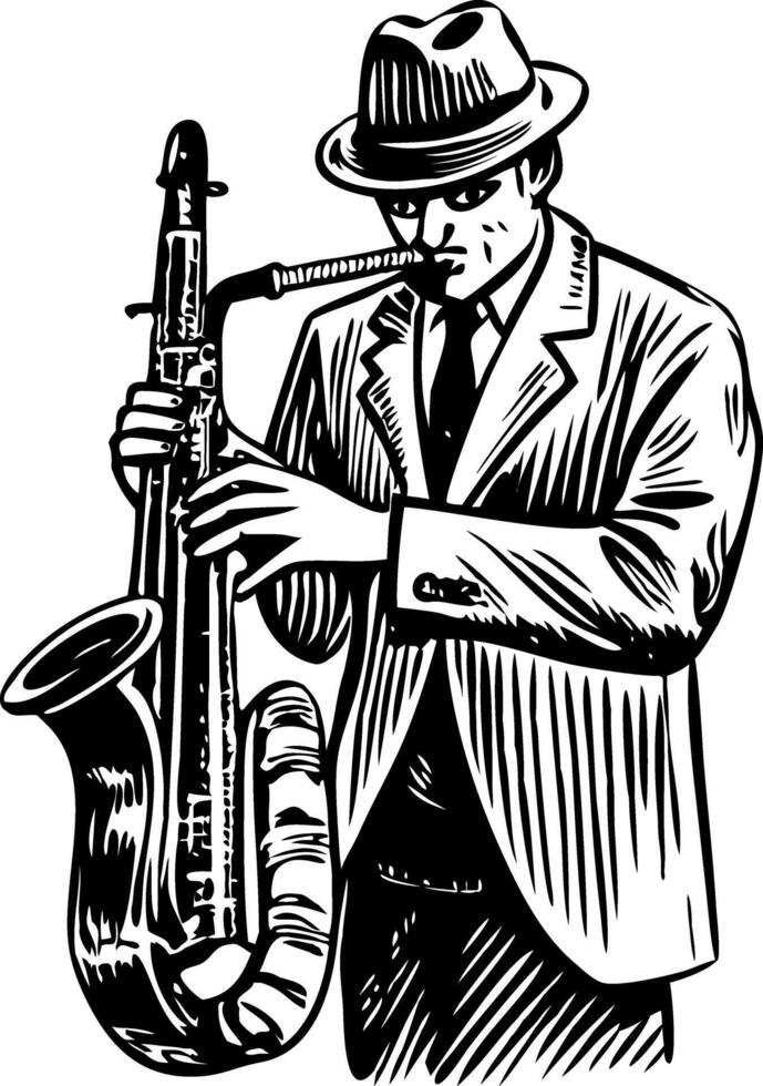 Jazz musician illustration in vintage style vector