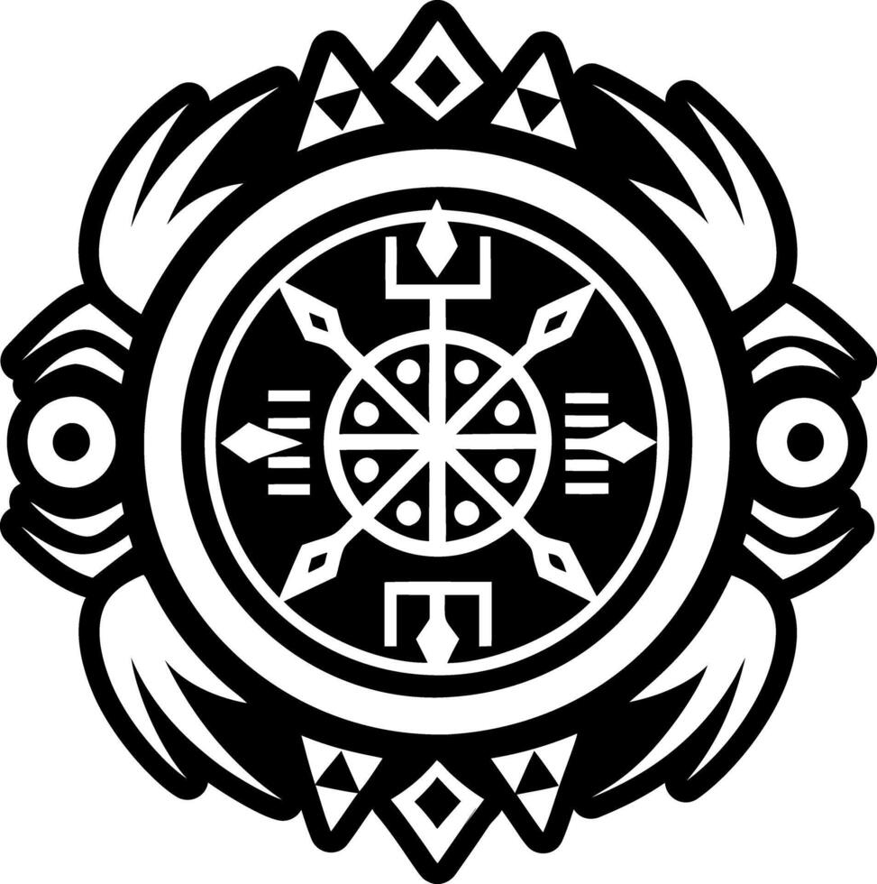 A solid style icon of shaman shield symbol vector